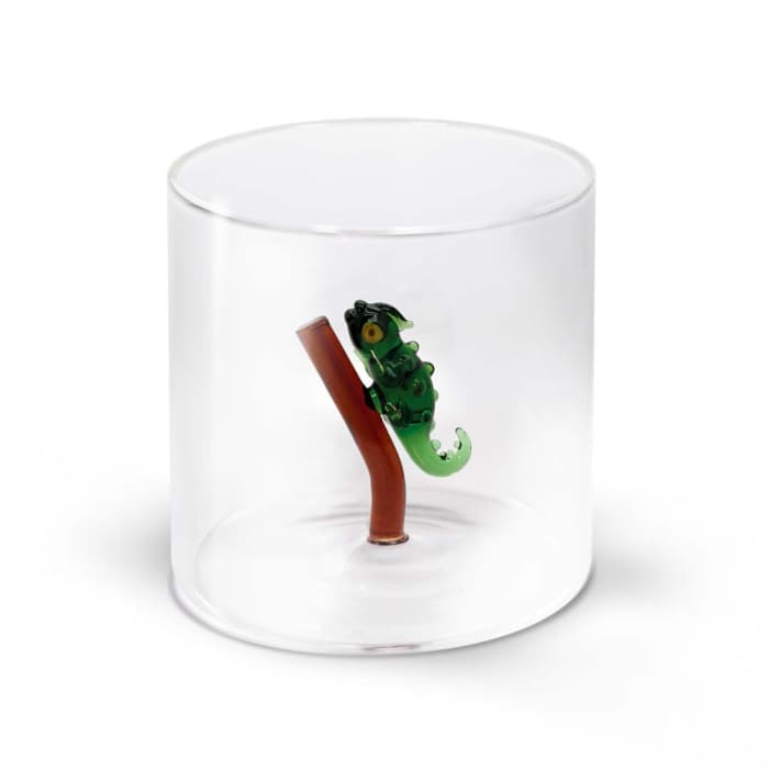 WDLIFESTYLE - Bicchiere in vetro borosilicato con soggetto in vetro colorato all'interno