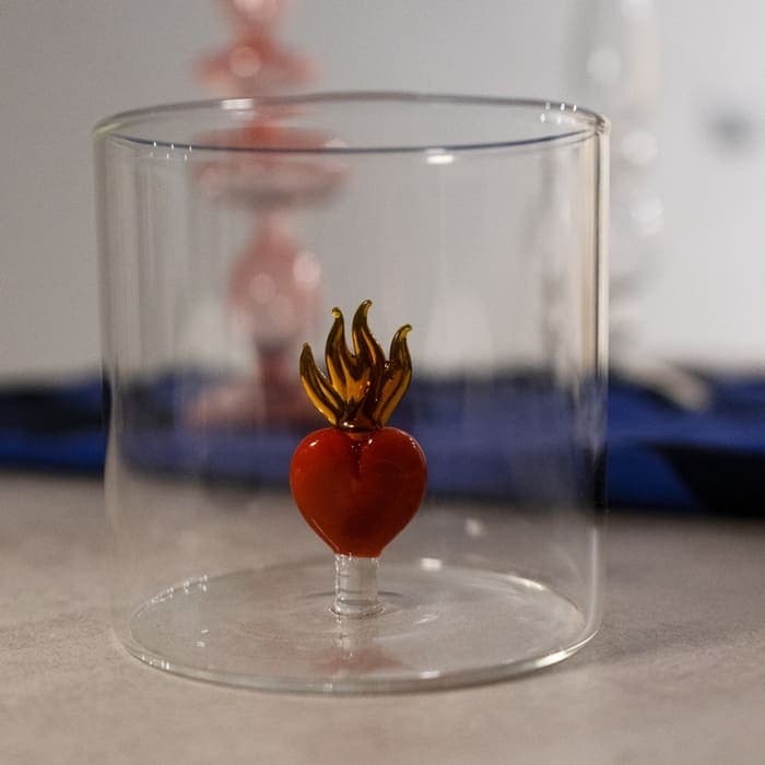 WDLIFESTYLE - Bicchiere in vetro borosilicato con soggetto in vetro colorato all'interno