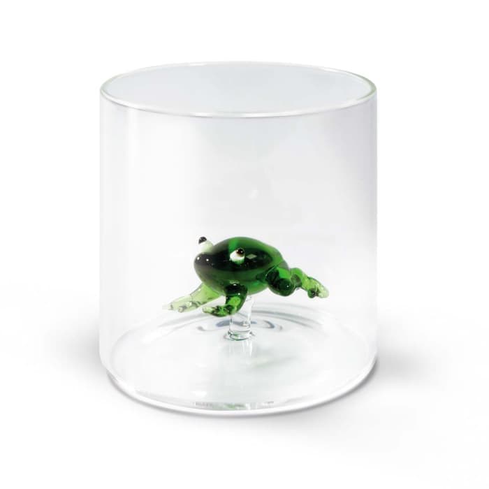 WDLIFESTYLE - Bicchiere in vetro borosilicato con soggetto in vetro colorato all'interno