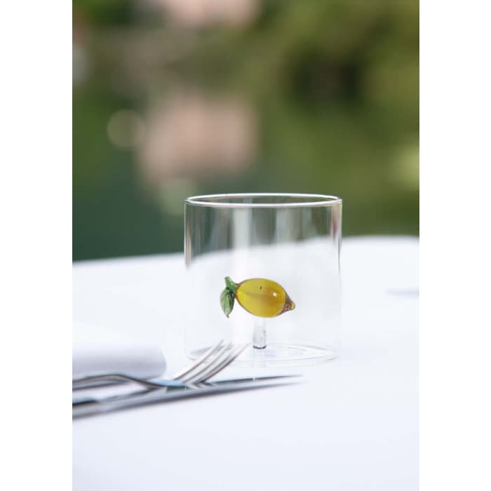 WDLIFESTYLE - Bicchiere in vetro borosilicato con soggetto in vetro colorato all'interno