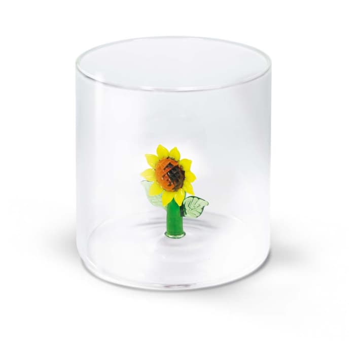 WDLIFESTYLE - Bicchiere in vetro borosilicato con soggetto in vetro colorato all'interno
