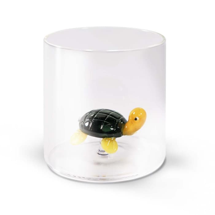 WDLIFESTYLE - Bicchiere in vetro borosilicato con soggetto in vetro colorato all'interno