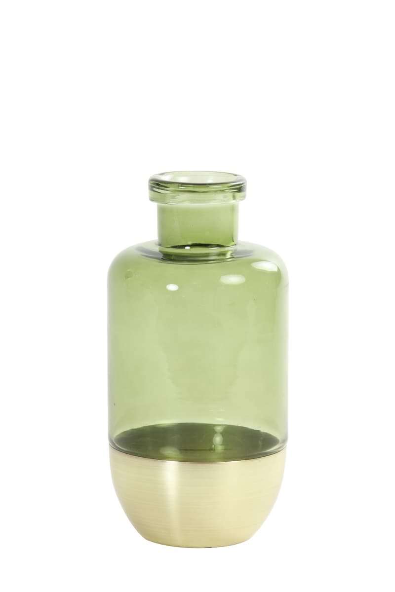 STILE STORE - VASO IN VETRO VERDE E ORO LEILA