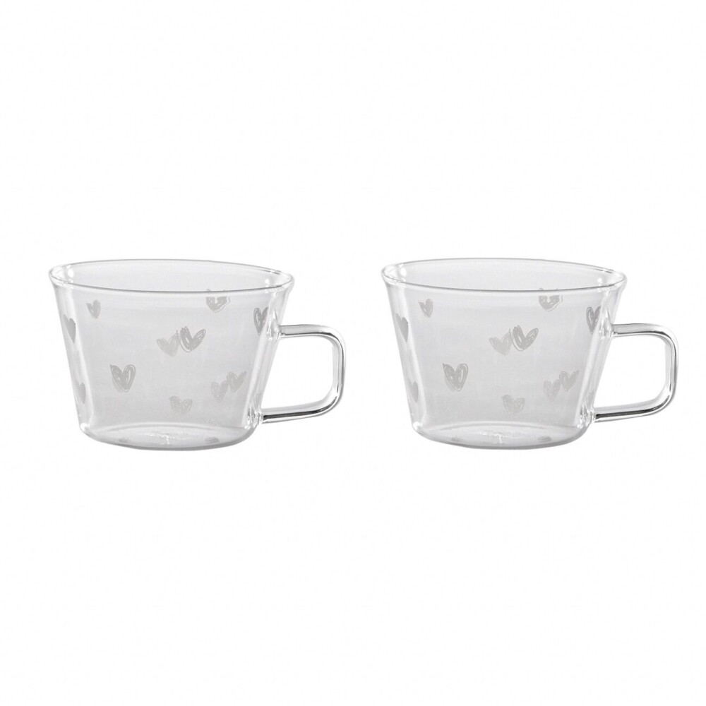 SIMPLE DAY - SET 2 TAZZE IN VETRO CUORI - 280ml