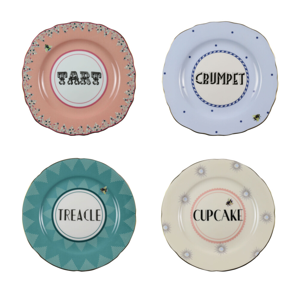 YVONNE ELLEN - SET 4 PIATTI TORTA MIXED COLORFUL WORD