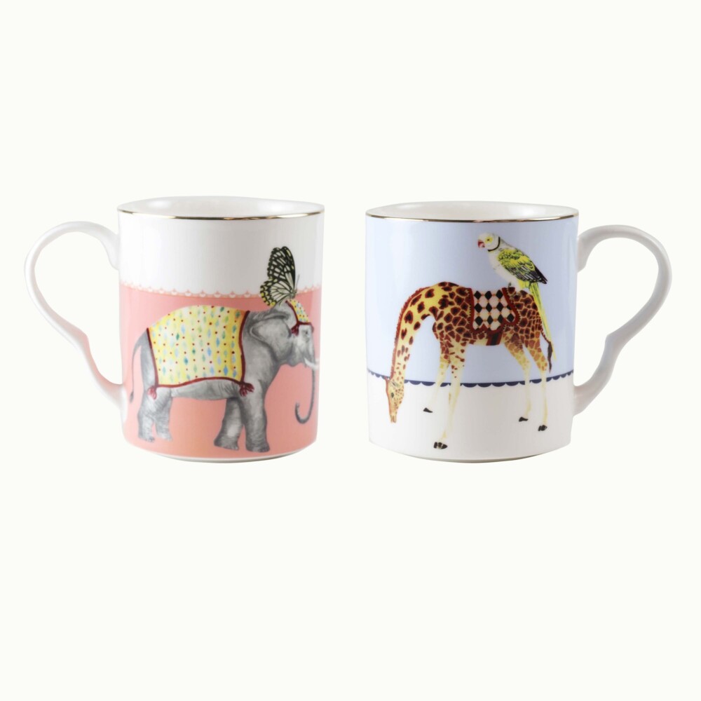 YVONNE ELLEN - SET 2 MUG GIRAFFE/ELEPHANT