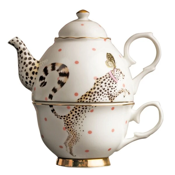 YVONNE ELLEN - TAZZA/TEIERA TEA FOR ONE CHEETAH