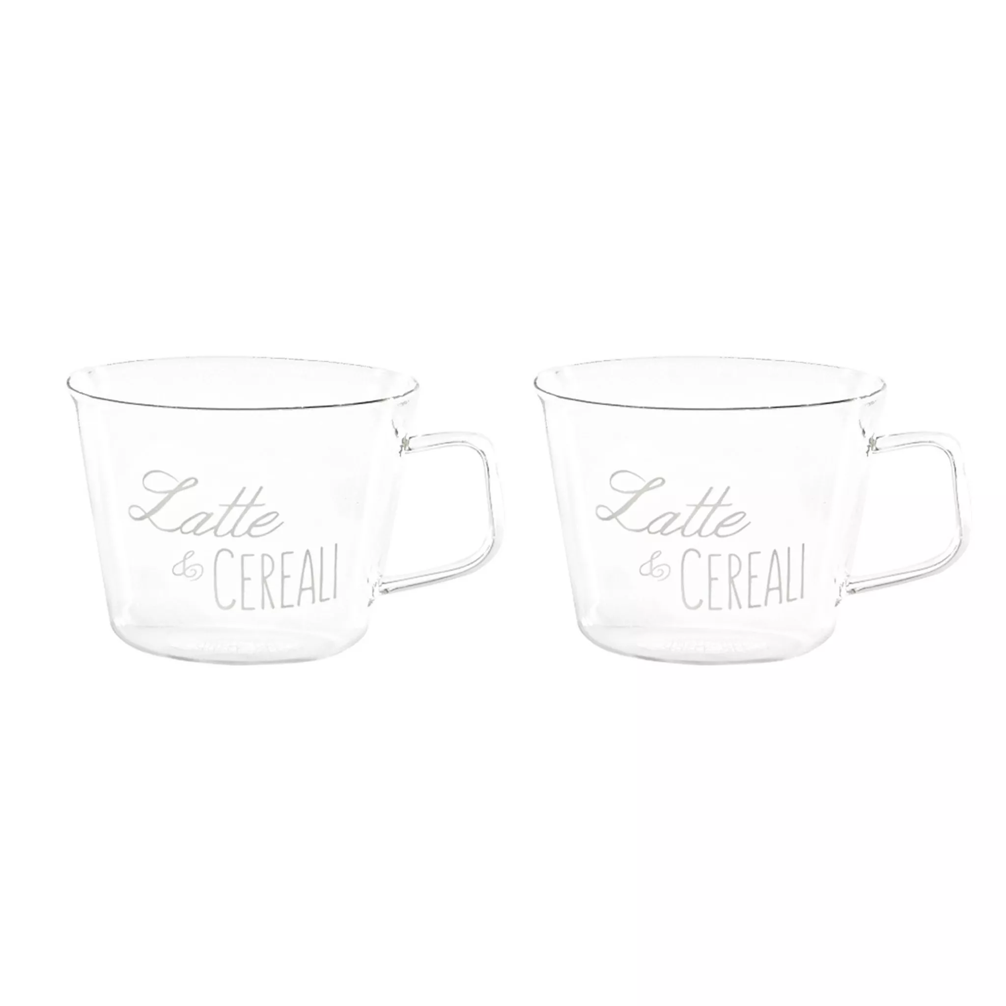 SIMPLE DAY - SET 2 TAZZE IN VETRO 480ML LATTE E CEREALI