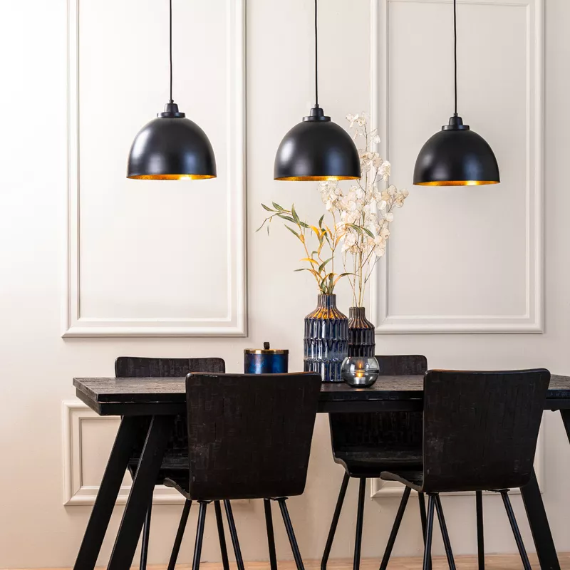 STILE STORE - LAMPADA A SOSPENSIONE 3L - KYLIE MATT BLACK GOLD - immagine 2