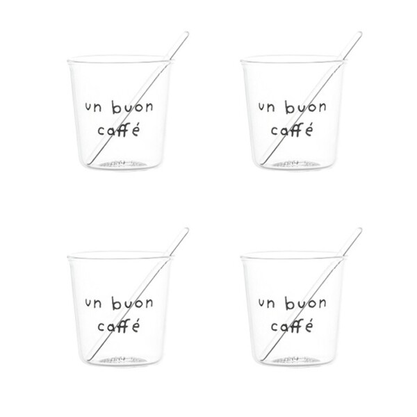 SIMPLE DAY - SET 4 BICCHIERI ESPRESSO UN BUON CAFFÈ - NERO