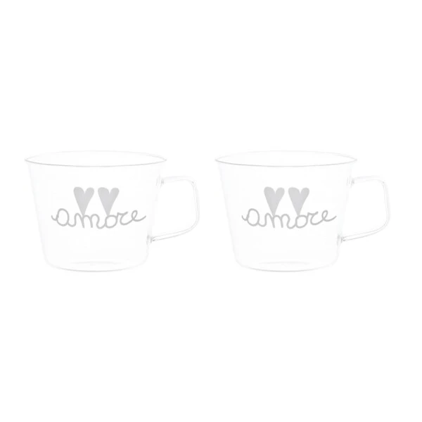 SIMPLE DAY – SET 2 TAZZE IN VETRO 480ml AMORE