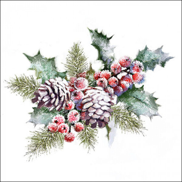 AMBIENTE - Napkin 33 Holly And Berries