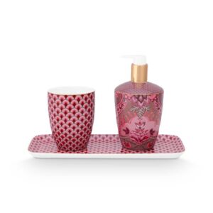 P.S. - Set di accessori per il bagno - 3 Kyoto Festival rosa scuro
