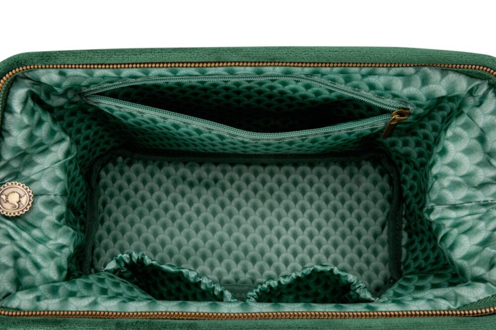 PIP STUDIO - Cosmetic Purse Large Velvet Quiltey Days Green