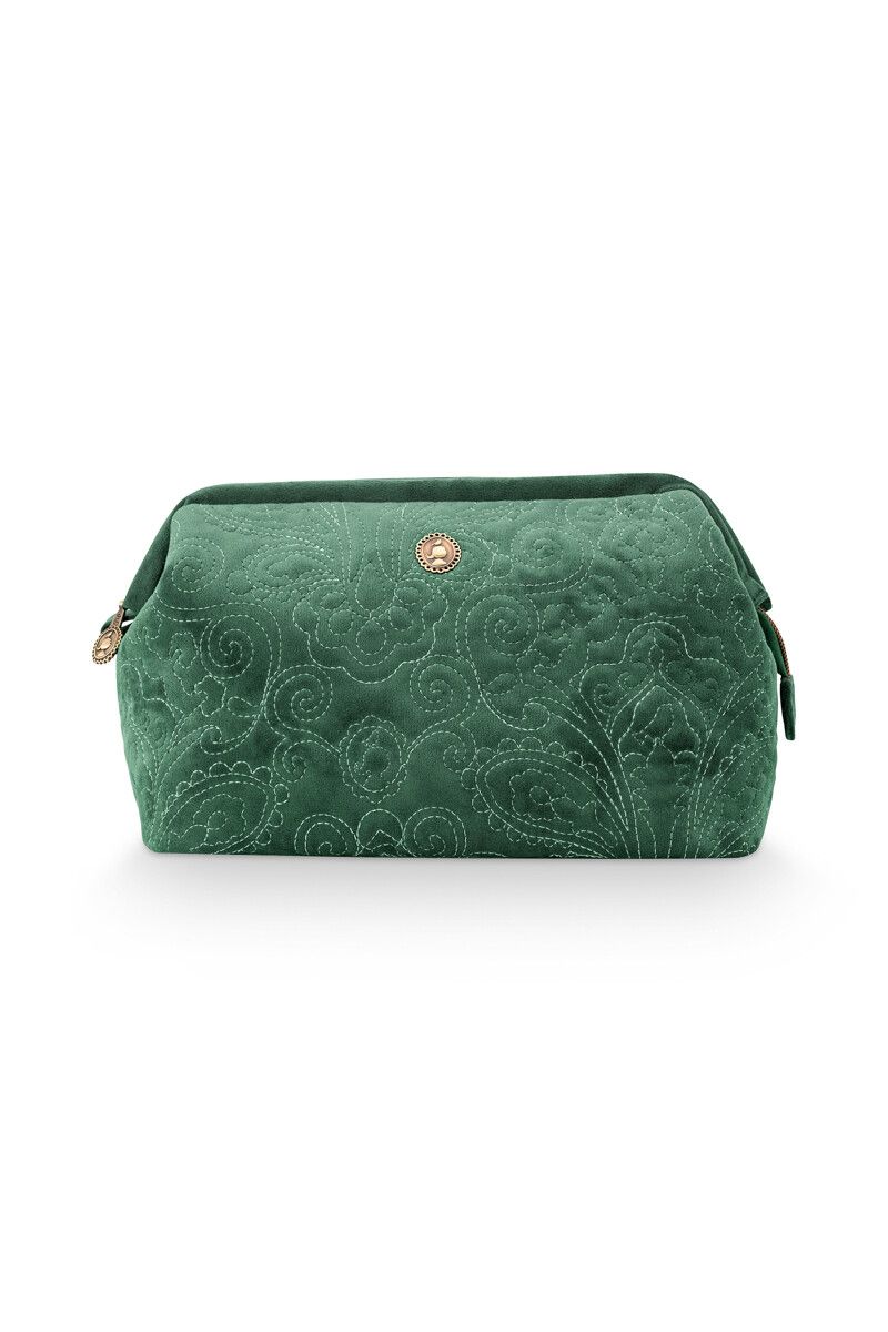 PIP STUDIO - Cosmetic Purse Large Velvet Quiltey Days Green