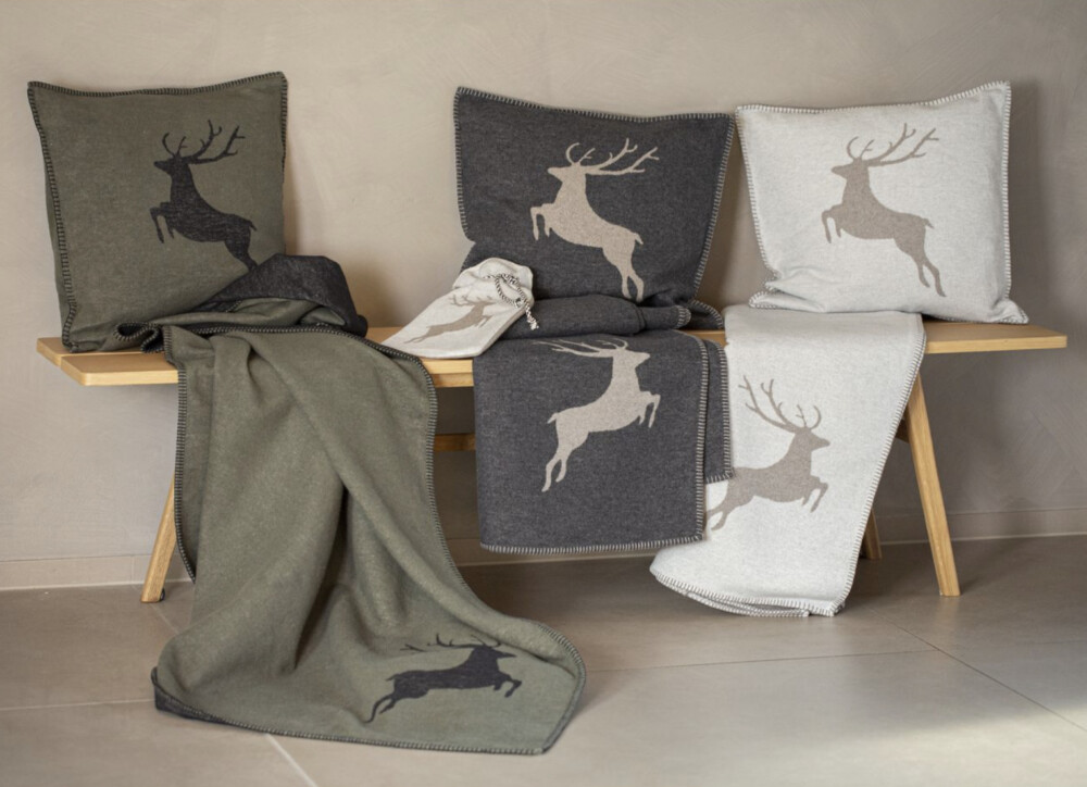 DAVID FUSSENEGGER - COPERTA FLANELLA SYLT 'STAG' ARMY - immagine 3