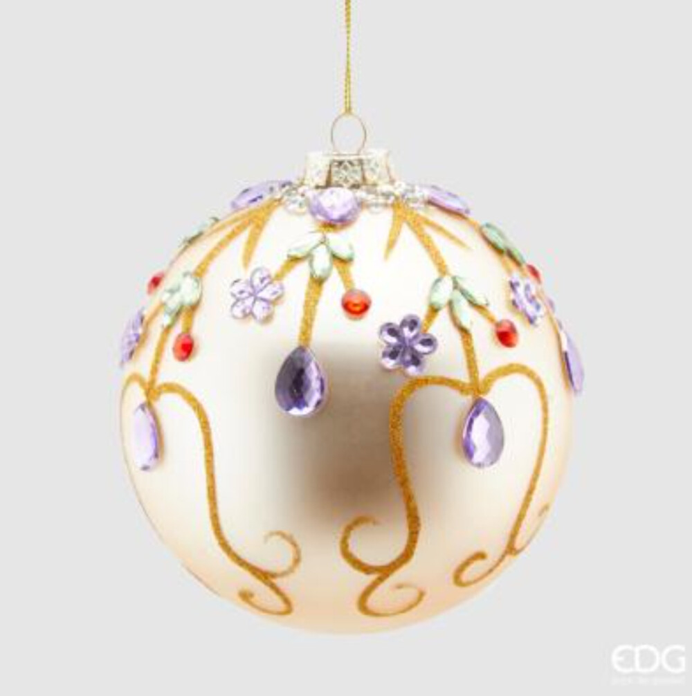EDG - PALLINA IN VETRO OPACO FLOWERGEM CHAMPAGNE