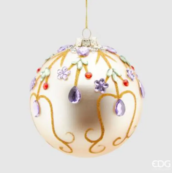 EDG - PALLINA IN VETRO OPACO FLOWERGEM CHAMPAGNE
