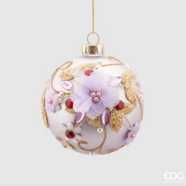 EDG - PALLINA IN VETRO FIORI E PERLE