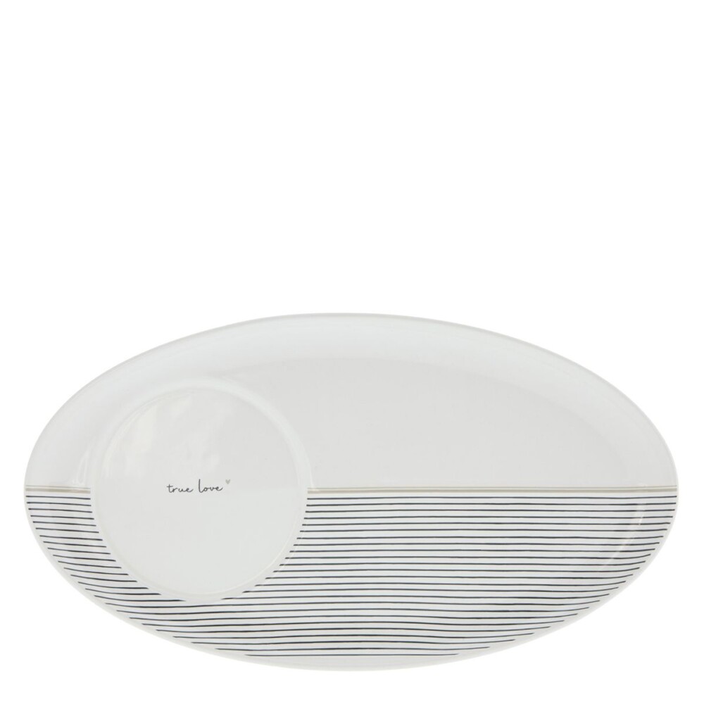 BASTION COLLECTION - OVAL PLATE WHITE /STRIPES TRUE LOVE