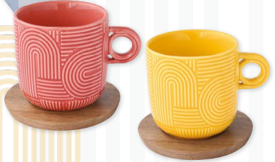 EASY LIFE - SET 2PZ Mug con Piattino in Acacia (3 colori)