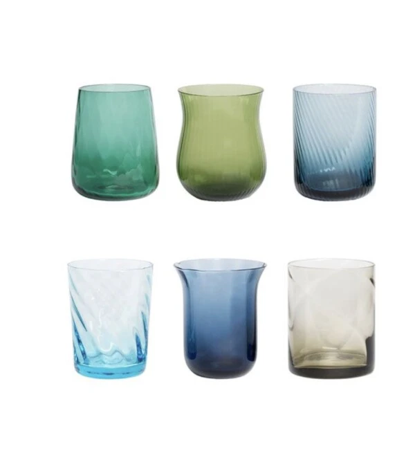 BITOSSI HOME - SET 6 TUMBLER ASSORTITI BLU/VERDE CON TRAMA