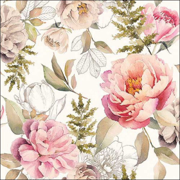 AMBIENTE - Napkin 33 Eucalyptus and roses