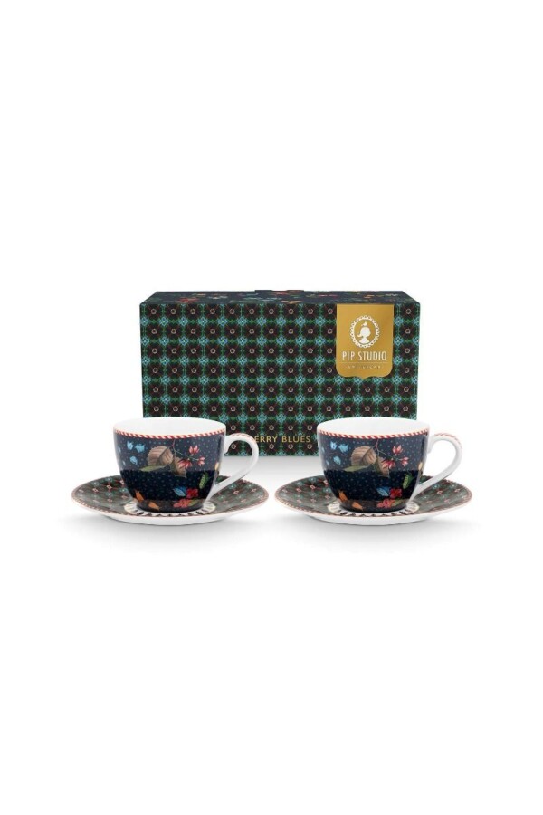 PIP STUDIO - SET 2 TAZZE CON PIATTINO BERRY BLUES