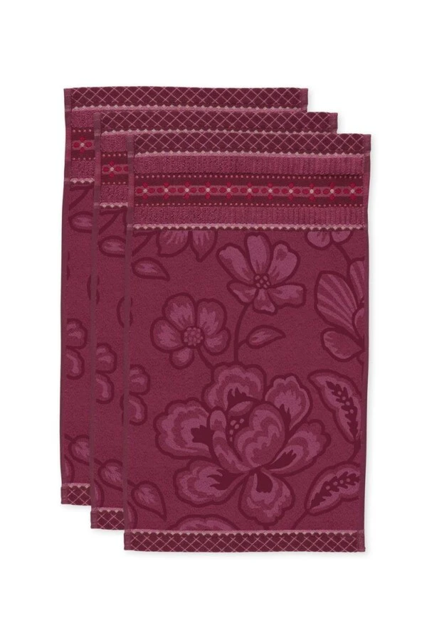 PIP STUDIO - ASCIUGAMANI JASMIN JACQUARD DARK PINK (3 Misure)