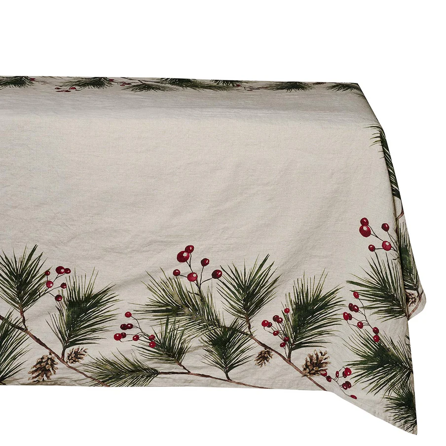 SIMPLE DAY – TOVAGLIA IN LINO BIANCO STAMPA RAMI PINO