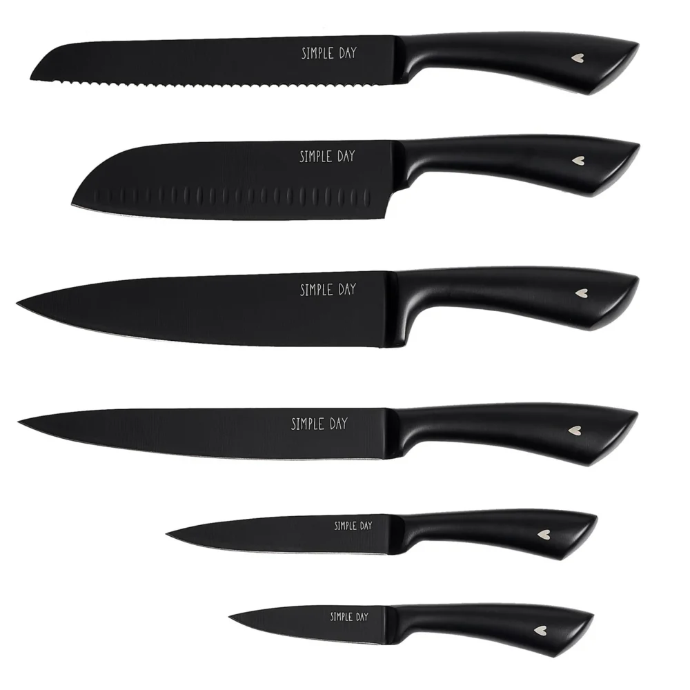 SIMPLE DAY - SET 6 COLTELLI CUORI NERO