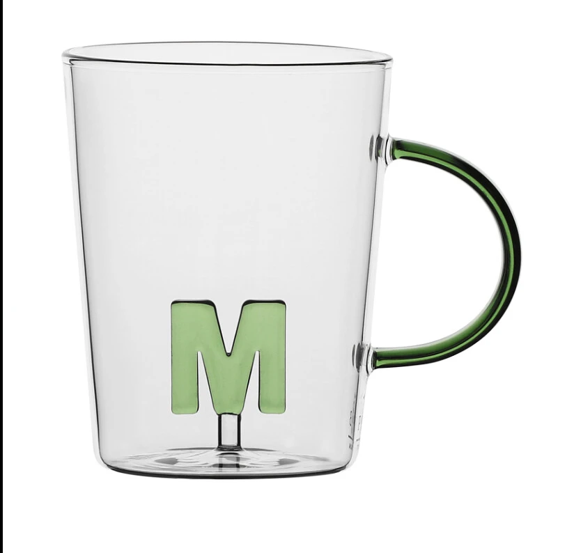PORCELLANA BIANCA - TAZZA CON LETTERA IN BOROSILICATO (17 Modelli)